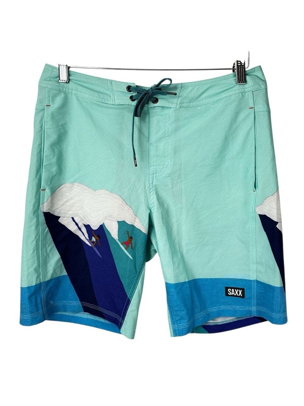 SAXX Betawave 2-in-1 Board Shorts SXSW02L Mens 19" Swim Trunks Surf Hybrid Sz 30
